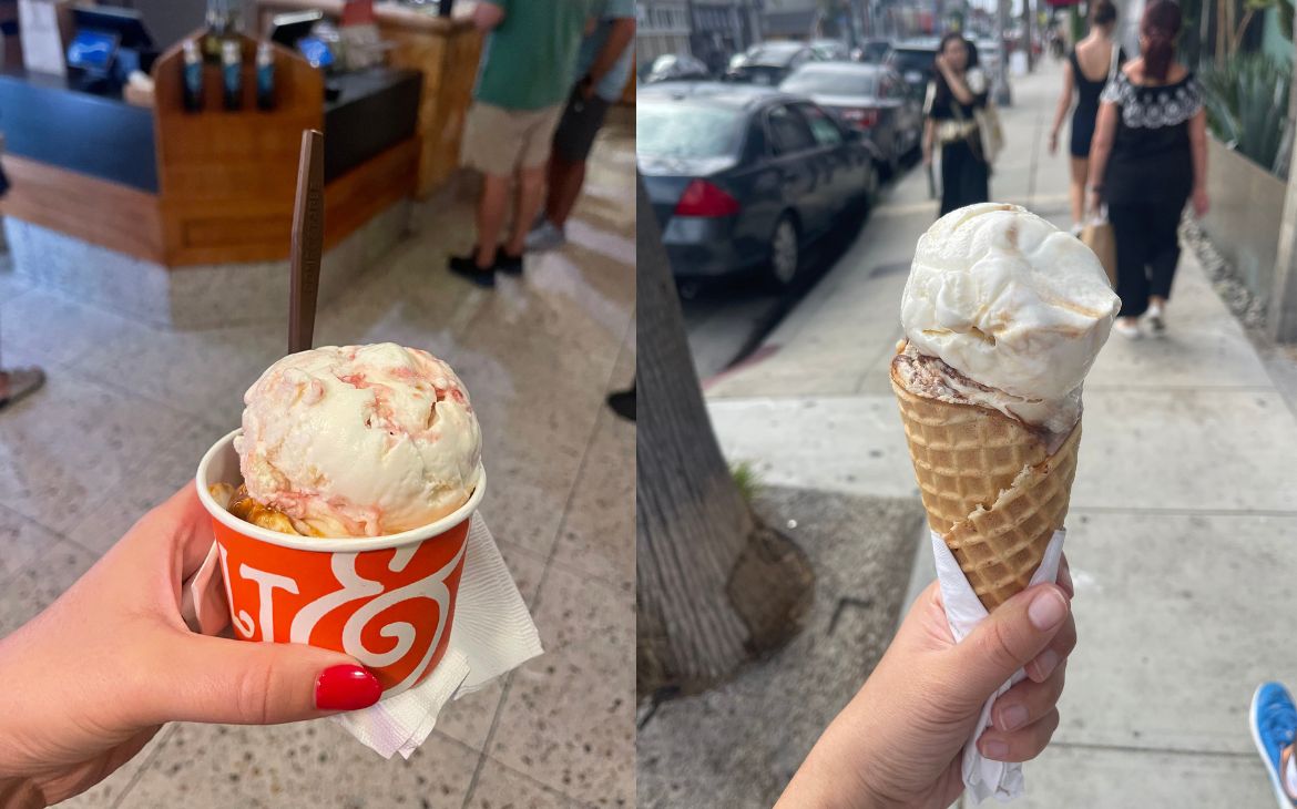 Two different ice cream orders from Salt & Straw